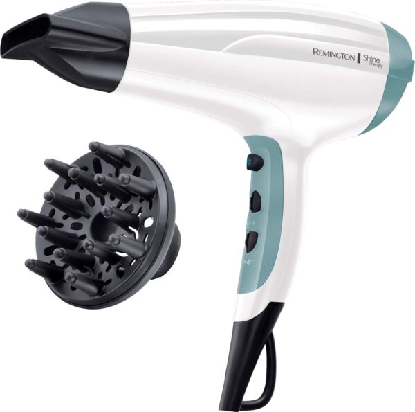 Remington Shine Therapy Hair Dryer (Ionic, 90% more Ions for Frizz Free Shine, Powerful, Fast Professional Drying, Diffuser, Concentrator, 3 Heat / 2 Speed Settings, Cool Shot,...