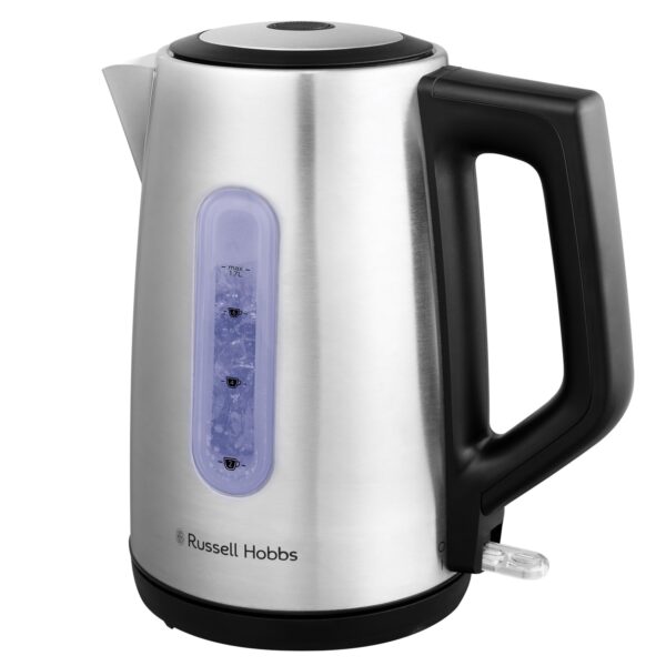 Russell Hobbs Electric Kettle (For Hot Water, Tea or Coffee, 1.7L Capacity, Stainless Steel, Push to open lid, Perfect pour spout, Removable washable filter, Blue illumination,...