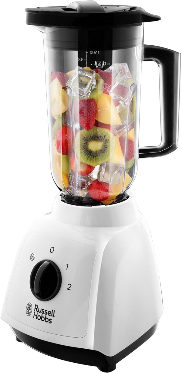 Russell Hobbs Food Collection 1.5L Plastic Jug Blender, 2 speeds & pulse setting, Removable Stainless Steel blades for easy cleaning, Pouring and adding flap, Dishwasher safe...