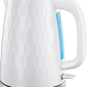 Russell Hobbs Honeycomb Electric 1.7L Cordless Kettle (Fast Boil 3KW, White premium plastic, matt & high gloss finish, Removable washable anti-scale filter, Push button lid,...