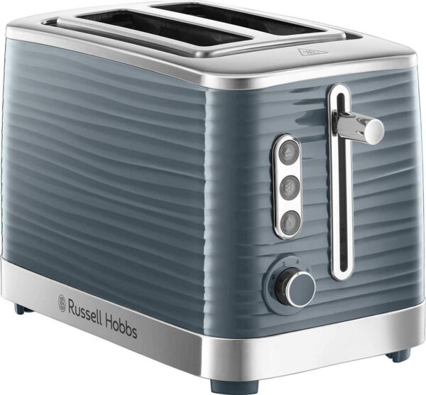 Russell Hobbs Inspire 2 Slice Toaster (Extra wide slots, High lift feature, 6 Browning levels, Frozen/Cancel/Reheat function with Blue LED illumination, 1050W, Grey textured...