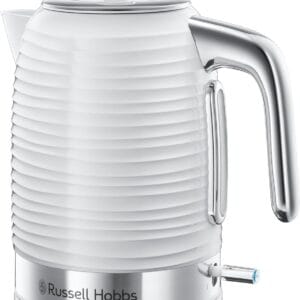 Russell Hobbs Inspire Electric 1.7L Cordless Kettle (Fast Boil 3KW, White premium textured plastic, high gloss finish, Removable washable anti-scale filter, Pull off lid,...