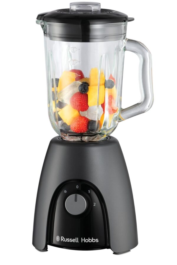 Russell Hobbs Jug Blender [Smoothie Maker] Mixer for Juices & Baby Food (1.5L Glass Jar, 2 speeds & pulse settings, Stainless-steel blades, BPA-free, 850W Peak Power) Matte...