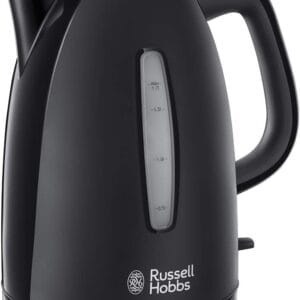 Russell Hobbs Textures Electric 1.7L Cordless Kettle (Fast Boil 3KW, Black premium plastic, matt & high gloss finish, Removable washable anti-scale filter, Push to open lid,...