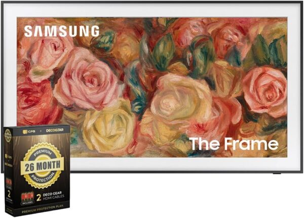 SAMSUNG QN55LS03DAFXZA 55 inch The Frame QLED 4K Smart TV 2024 Bundle with 2X 4K HDMI 2.0 Cable w/Pure Copper Conductors & Deco Gear CPS Exclusive 26 Month Protection Pack...
