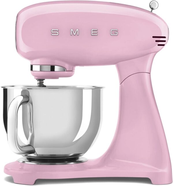 Smeg SMF03PKUK Full Colour Stand Mixer, 50's Style, 10 Speed Settings, 800W, Pink