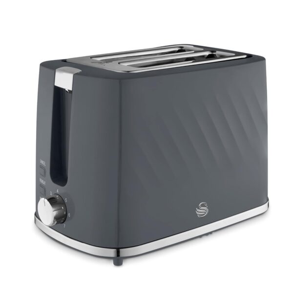 Swan ST14071GRY Windsor 2 Slice Toaster with 7 Browning Levels, Defrost/Reheat/Cancel Functions, Self-Centring Functions and Removable Crumb Tray, 900W, Grey