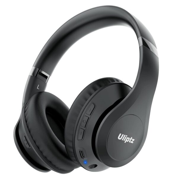 Uliptz Wireless Headphones Over Ear, 65 Hrs Playtime Bluetooth Headphones, 6 EQ Modes Foldable Lightweight Headphones Wireless, Foldable Bluetooth 5.3 for Travel/Office/PC (Black)