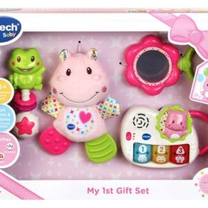 VTech My First Gift Set New Baby Gifts | Newborn Baby Toys Including Hippo Animal Plush, Baby Teether, | 0, 6, 12 Months + for Boys & Girls, Pink, English Version,Box size: 40 x...