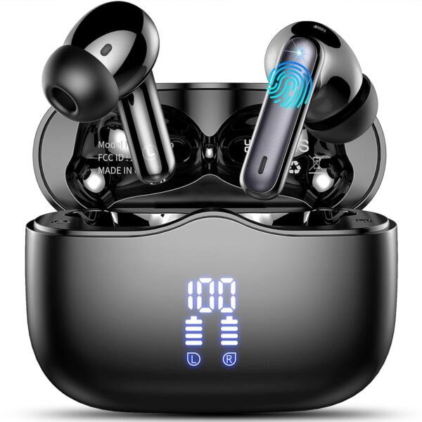 Wireless Earbuds, Bluetooth 5.3 Headphones in Ear with HiFi Stereo Deep Bass, 4 ENC Noise Cancelling Mic Wireless Earphones 40H Playtime, Bluetooth Earbuds Dual LED Display, IP7...