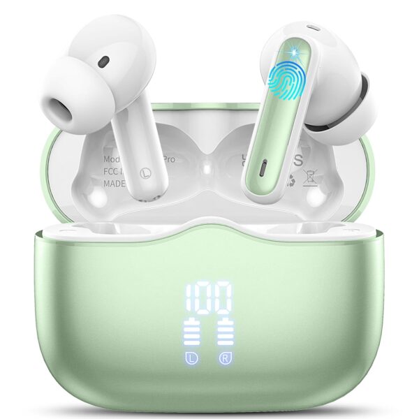 Wireless Earbuds, Bluetooth 5.3 Headphones in Ear with HiFi Stereo Deep Bass, 4 ENC Noise Cancelling Mic Wireless Earphones 40H Playtime, Bluetooth Earbuds Dual LED Display, IP7...