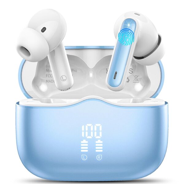 Wireless Earbuds, Bluetooth 5.3 Headphones in Ear with HiFi Stereo Deep Bass, 4 ENC Noise Cancelling Mic Wireless Earphones 40H Playtime, Bluetooth Earbuds Dual LED Display, IP7...