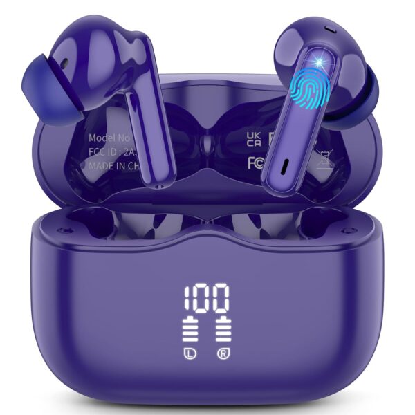 Wireless Earbuds, Bluetooth 5.3 Headphones in Ear with HiFi Stereo Deep Bass, 4 ENC Noise Cancelling Mic Wireless Earphones 40H Playtime, Bluetooth Earbuds Dual LED Display, IP7...