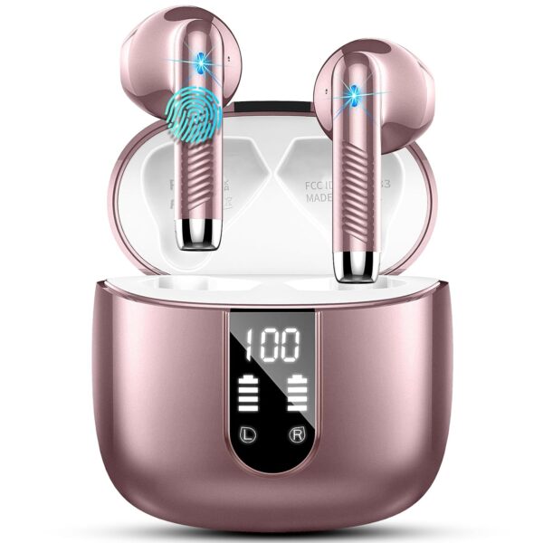 Wireless Earbuds, Bluetooth 5.4 Headphones in Ear 2025 Wireless Earphones with 4 ENC Mic, Mini Ear buds with HiFi Stereo Deep Bass, 56H Playtime Dual LED Display, Bluetooth...