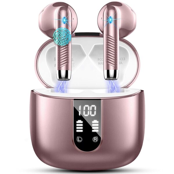 Wireless Earbuds, Bluetooth 5.4 Headphones NEW Wireless Headphones with 4 ENC Mic, 56H Bluetooth Earphones in Ear Noise Cancelling Deep Bass, Mini Ear Buds Bluetooth Earbuds IP7...