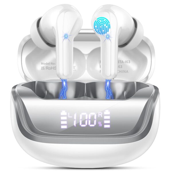 Wireless Earbuds, Bluetooth 5.4 Headphones with 4 ENC Noise Cancelling Microphone, Ear buds with HiFi Stereo Deep Bass, Bluetooth Earphones 45H Playtime LED Display, IP7...