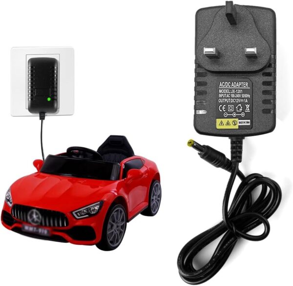 12V Battery Charger for Kids Electric Car,CJBIN 12V 1000mA Charger for Ride on Toys Car,Kids Electric Car Char-ger,Power Adapter for Childs Elec-tric Ca-r,Motorcycle,Quad...