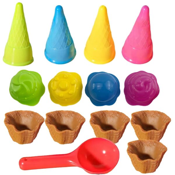 14 Pcs Beach Toys for Kids, Beach Toys Set, Outdoor Beach Games, Ice cream Bath Toy - Sand Toys - Water Park Toys for Kids Ages 3-12, Portable, Easy to Clean