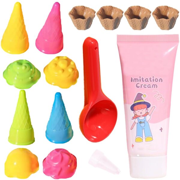 14 Piece Beach Toys Set，Interesting Ice Cream Toys，Sand Toys Suitable for Summer Party Picnic Dessert Break Refreshment Celebration Outdoor Relaxation Vacation Treat