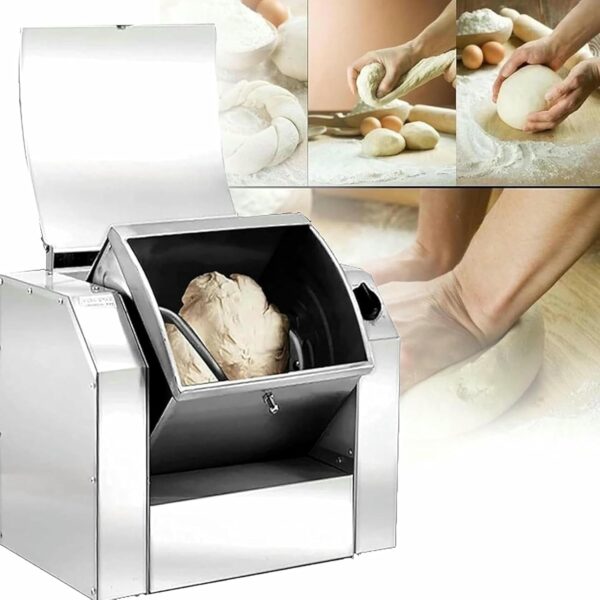 1500 W Stainless Steel Kneader, 100 Kg/h Professional Kneader, Commercial Kneader, Flour Kneader, 90° Swivel Kneader, 8.5 Kg Flour