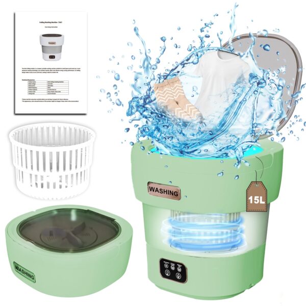 15L Portable Washing Machine, Weighs 2kg 2 in 1 Mini Foldable Washing Machine And Spin Dryer, Small Folding Washing Machine for Underwear, Sock, Baby Clothes, Travel, Camping,...