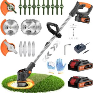 21V Cordless Strimmer Erzneaoch Grass Trimmer with 11,000 RPM and 750W Motor Garden Strimmer Cordless with 2 Batteries 4.0Ah is the Perfect Partner for all Your Garden and Lawn...