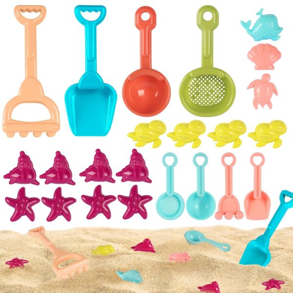 23PCS Beach Sand Toy Set for Toddlers Kids Sandcastle Tools with Shovels, Rakes, Moulds, Travel-friendly Toddler Beach Set Summer Outdoor Toys for Boys Girls Aged 1-3