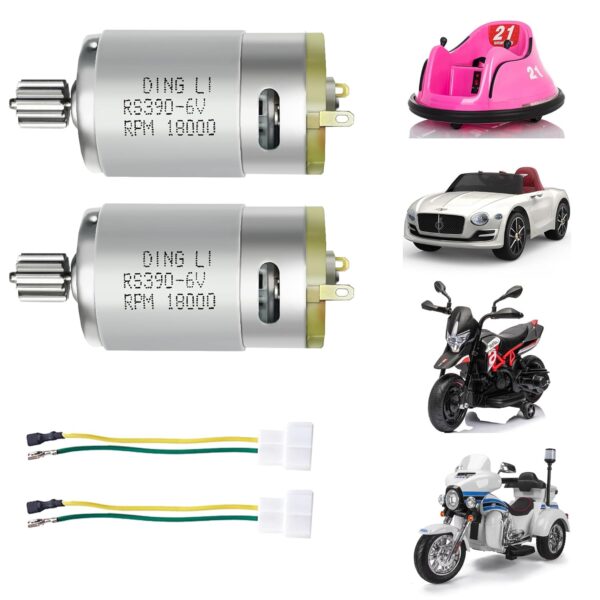 2PCS 6 Volt RS390 18000RPM Motor for Kid's Ride on Toys Car,RS380-RS390 12 Teeth(12 Pinion) 6V Electric Bike Motor Upgrade Replace Accessories Parts (6V RS390 18000RPM)