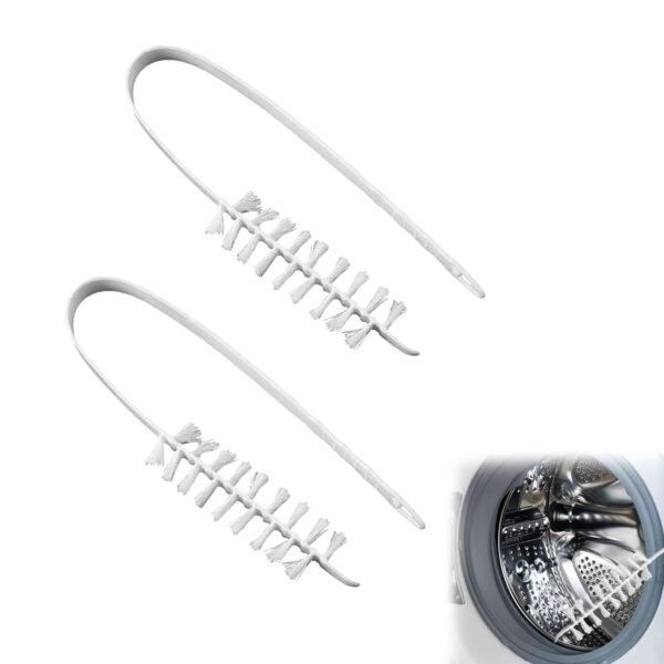 2Pcs Rolling Washing Machine Cleaning Brush White Drum Cleaner Washing Machine Practical Washing Tools Cleaning Crevice Brush Flexible Drum Brushes Washing Machine Cleaning Brush