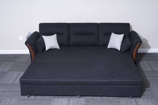 3 Seater Fabric Pull Out Sofa Bed With Storage for Living Rooms- Cheap sofa & chaise for sale (Black)