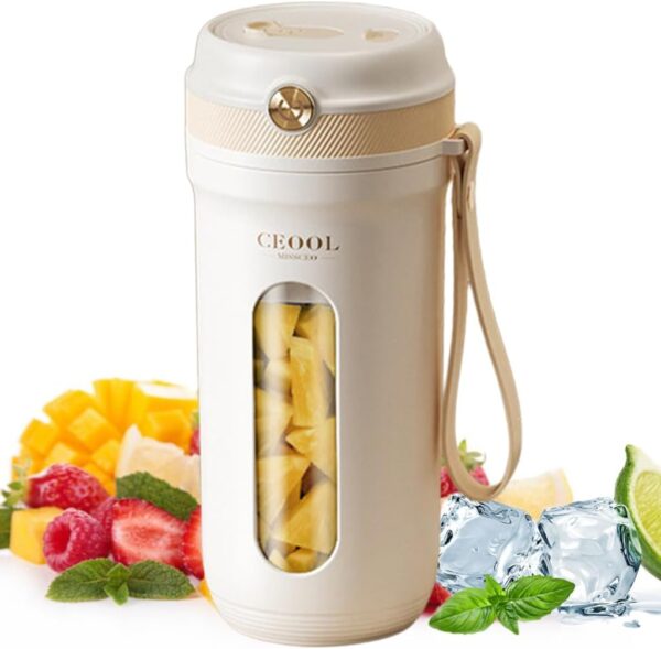 350ML Portable Blender, Personal Blender Bottle with 10 Blades and Straw for Shakes and Smoothie Maker, Powerful Personal Juicer Cup Blender for Office Travel Sports, USB...