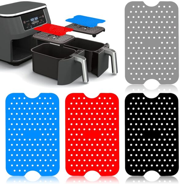 4 Pack Tower Air Fryer Accessories SPOKKI 5.1 x7.87'Air Fryer Silicone Liners Reusable Double Basket Air Fryer Liners Hot Pads for Multifunction Kitchen Accessories