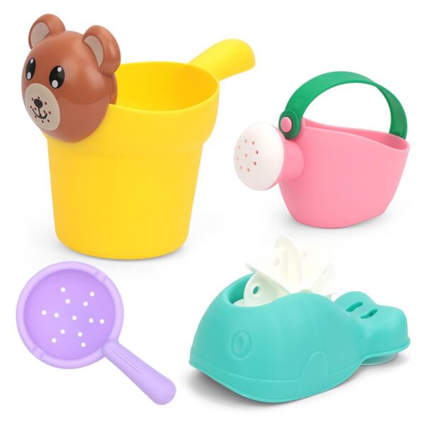4 Pcs Beach Toys Bucket and Spade Beach Set Kids Sand Toys Sand Pit Toys Beach Bucket Kettle Rotary Water Wheel Strainer Sandpit Toys for Kids Toddlers Age 1-5 Camping Outdoor Play