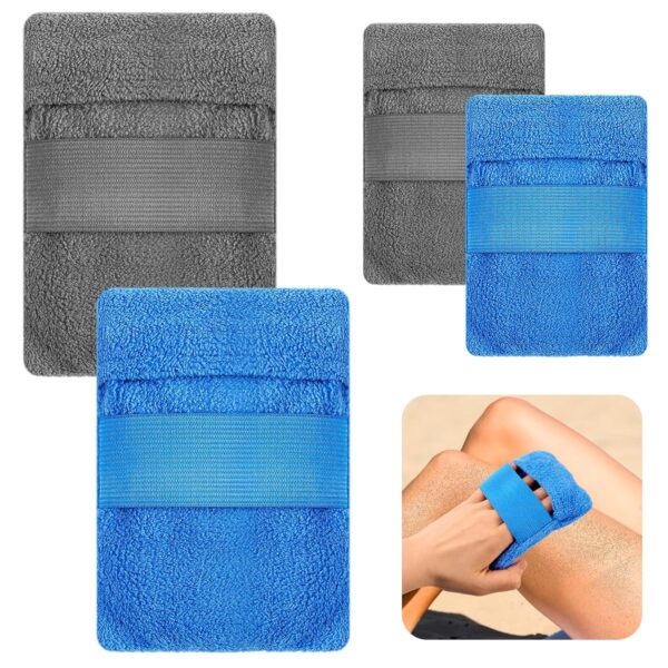 4Pcs Reusable Sand Remover for Beach, Soft Sand Wipe off Mitts Beach Sand Remover Brush Portable Sand Removal Bag for Beach Activities