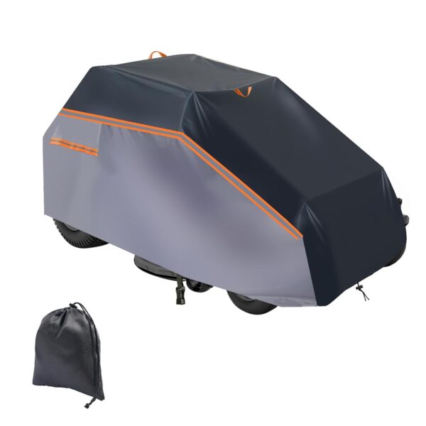 600D Lawn Tractor Cover, Ride Lawn Mower Cover Tarpaulin Waterproof Dust UV Resistant Garden Ride-On Tractor Cover Windproof Rainproof Dustproof for All Season (L201 x W140 x...