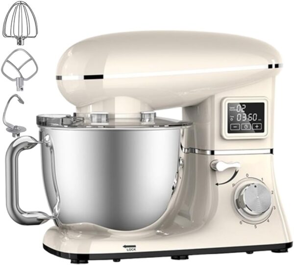 6.5Qt Stand Mixer, 6 Speed Electric Kitchen Food Mixer, 1600W Tilt-Head Kitchen Mixer, with 6.2L Stainless Steel Bowl,Beater, Dough Hook, Whiskand Digital LED Screen for Home...