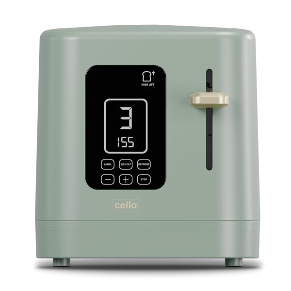 800W 2 Slice Sage Green Toaster with Detachable Crumb Tray, Digital Control Panel with Countdown Timer, 7 Browning Levels, Auto Stop, High Lift, 2 Slice Toaster with Wide Slot...