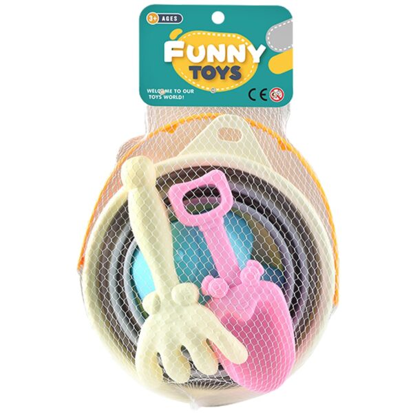 A-SZCXTOP 4 Pcs Foldable Beach Bucket Set for Kids,Collapsible Bucket & Spade & Sand Molds & Rake,Sandbox Toys Sand Tools Set for Boys Grils