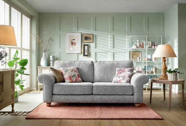 Abakus Direct 3 Seater Sofa - Elegant Ingrid 3 Seater Sofas for Living Room with Soft Luxury Braided Chenille Fabric | Sophisticated Living Room Furniture in luscious Ash Grey|...