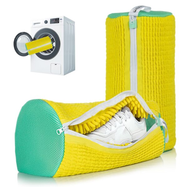 ADEHMDA Shoe Washing Machine Bag, Laundry Shoe Bag for Washer & Dryer, Shoe Cleaning Bag with Zipper, Elongated Thicken Microfiber Fluff and Suitable for Multiple Shoe Types...