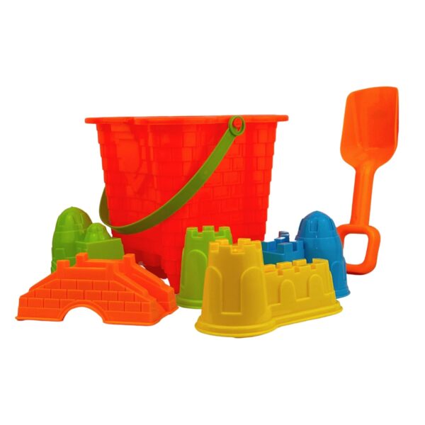 ADEPTNA 7PCS Beach Bucket Toy Set for Kids - Sand Bucket Toys, Beach Castle Toys, Sand Moulds, Baby Outdoor Tools - Summer Play Set for Toddlers, Boys, and Girls