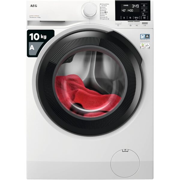 AEG 6000 Series Freestanding Washing Machine LFR61144B, 10Kg, 1400rpm, ProSense Technology, Reduces Energy & Water, TimeSave to Adjust Laundry Cycles, Hygiene Programme,...