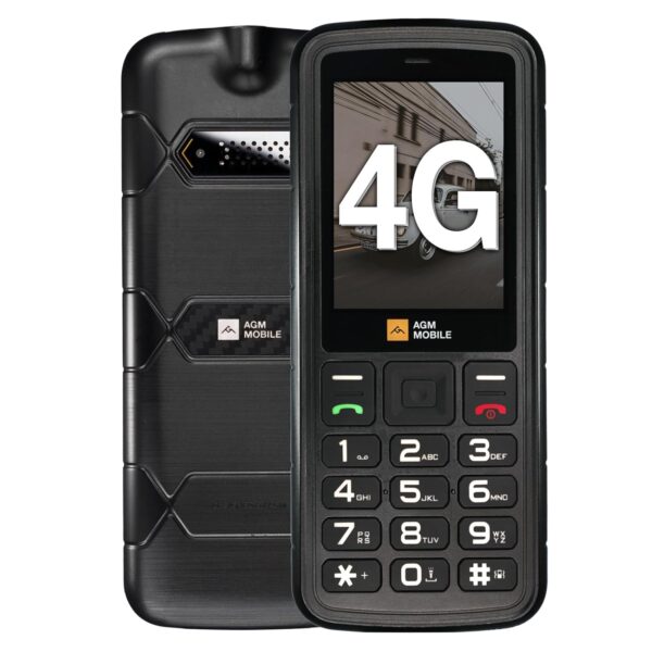 AGM M9 4G Rugged Basic Phone, Large Button Mobile Phone for Seniors, IP68/IP69K Waterproof, Drop-Proof, Large Fonts, Fast Dialling, 3 Card Slots, FM Radio, Torch, 1000 mAh Battery