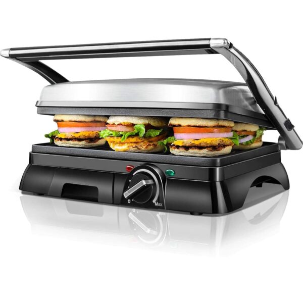 Aigostar Sandwich Toaster 2000W Toastie Maker, Deep Fill Panini Press with Improved Non-Stick Coating, 180° Flat Open Large Grill, Adjustable Temperature Control, Drip Tray,...