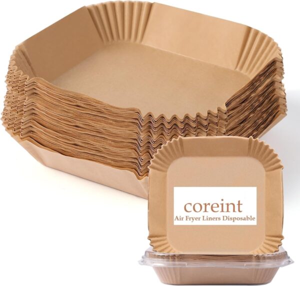 Air Fryer Liners -Airfryer Liners Square Primium Quality 55PCS Unbleached Greaseproof Compatible with COSORI, Ninja, Tower,Tefal, Russell Hobbs Fryers Non-Stick Baking Paper...
