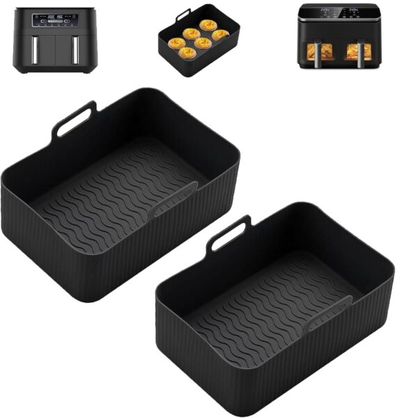 Air Fryer Silicone Liner for Cosori Dual Air Fryer 8.5L/Ninja/Tower,2pcs Air Fryer Liners Reusable Air Fryer Accessories for Ninja Foodi AF300UK and Other Dual Air Fryer