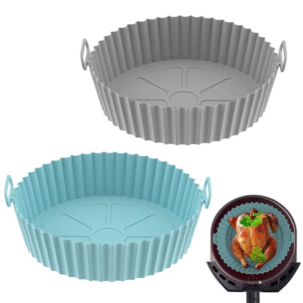 Air Fryer Silicone Pot, 2 Pack Reusable Airfryer Liners, Air Fryer Accessories, Kitchen Accessories Replacement for Disposable Parchment Paper Liner, Compatible with Ninja,...