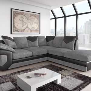 Amazing Sofas NEW LARGE DINO CORNER SOFA JUMBO CORD GREY BLACK OR BEIGE BROWN LEFT OR RIGHT(Grey Black right). Fire resistant as per British Standards, foam filled seats for...