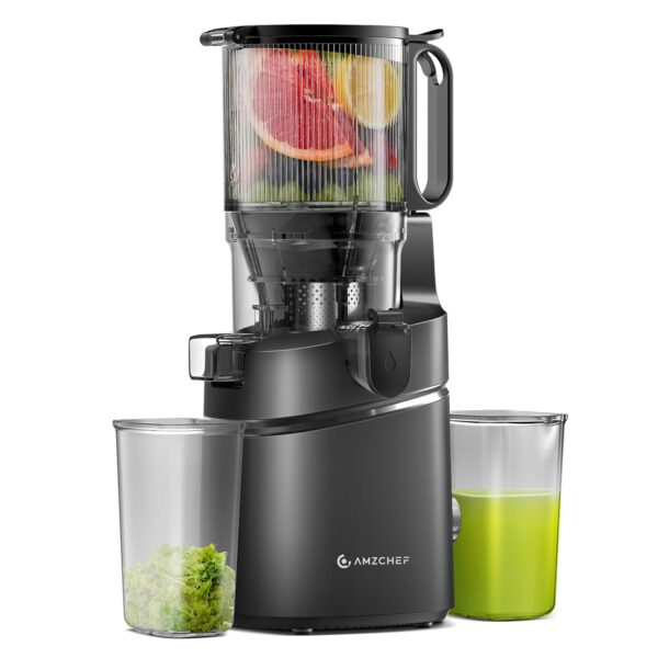 AMZCHEF Automatic Cold Press Juicer Machines 250W Liberate Your Hands -135MM Opening and 1.8L Capacity Slow Juicers for Whole Fruit and Vegetable, with Triple Filter, Safety...