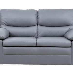 Andreas 2 Seater Sofa Faux Leather Aire Soft Touch Grey Modern